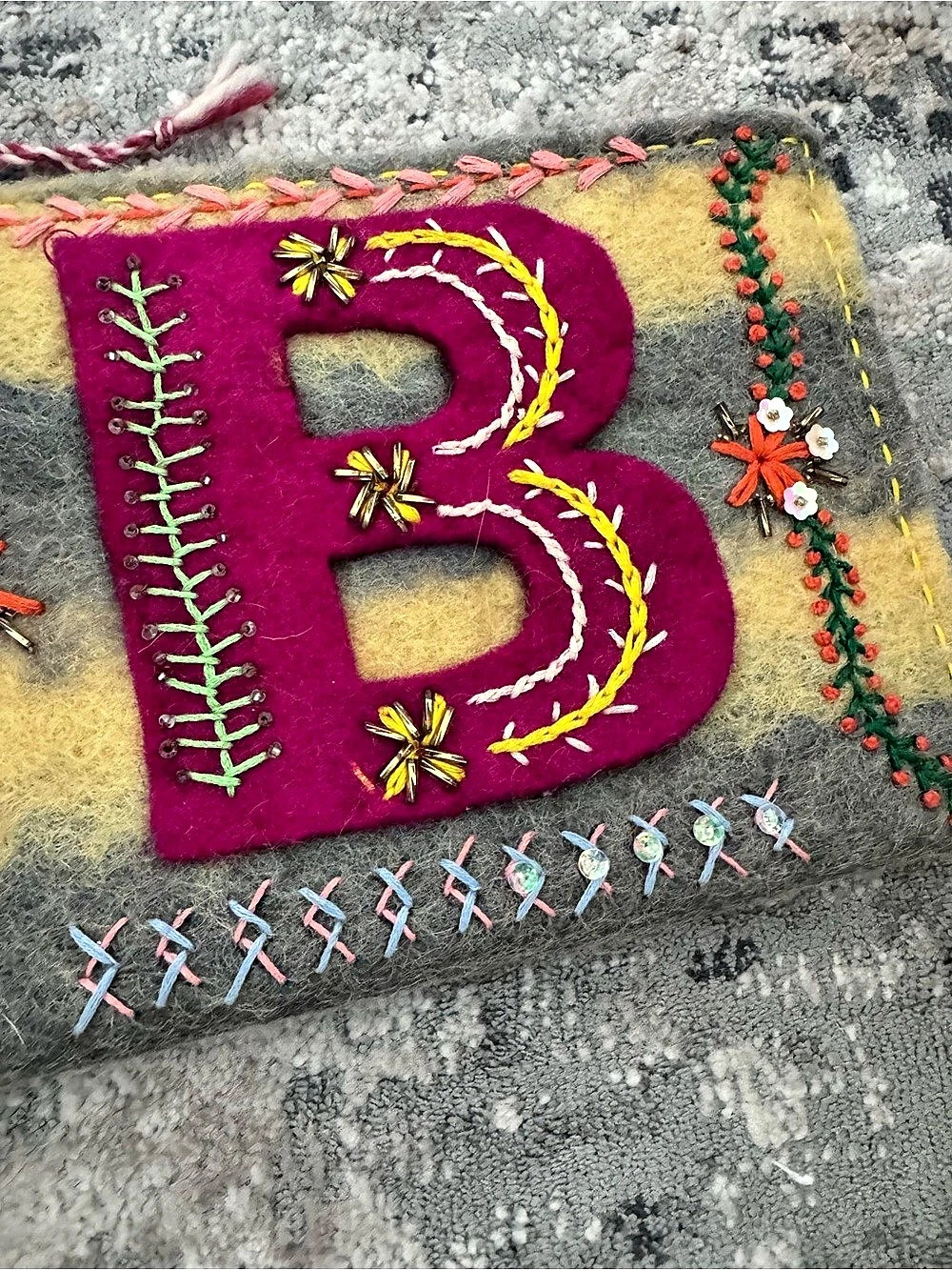 Embroidered B Initial Pouch - Picture 3 of 4